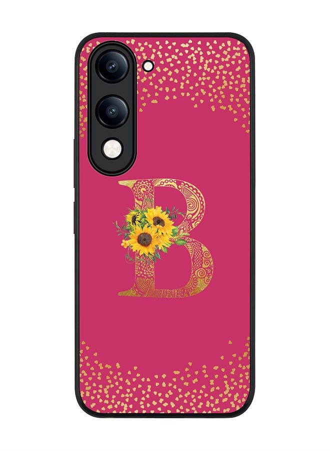 For vivo Y04 / Y29t 5G Case,Slim fit Camera Protection, Shockproof Thin Phone cover  - Custom Floral Monogram - B ( Deep Pink )